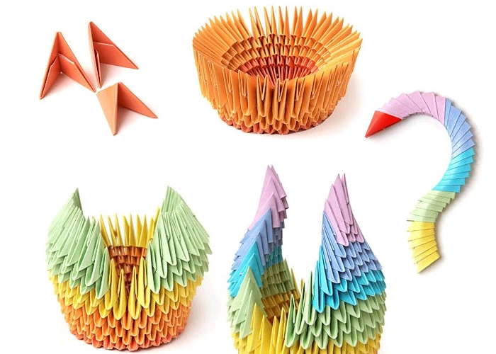 Vakker svane i origami teknikk