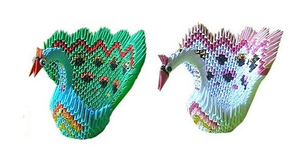 Stammen og bladet er laget av vanlig farget papir ved hjelp av teknikken av klassisk origami